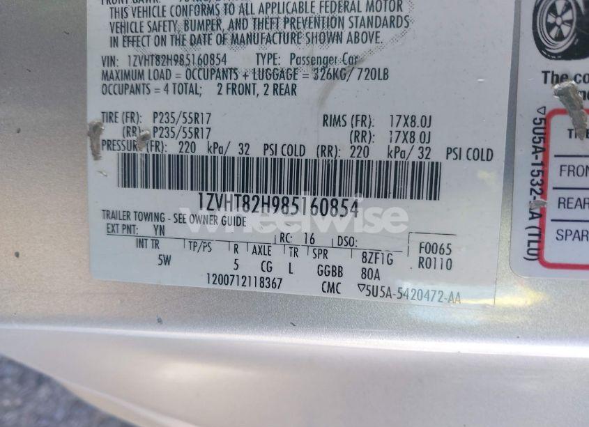 Photo 9 of 2008 Ford Mustang GT DELUXE/GT PREMIUM (VIN 1ZVHT82H985160854)