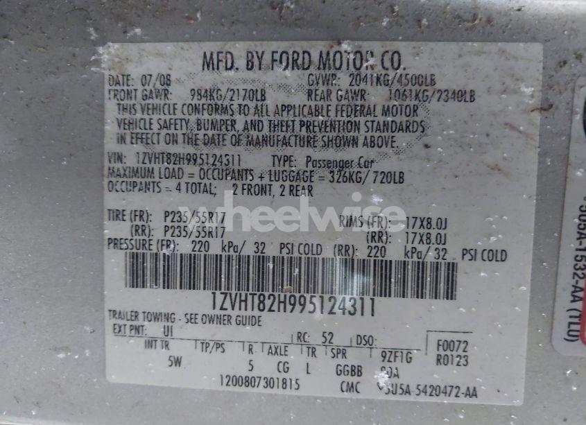 Photo 9 of 2009 Ford Mustang GT/GT PREMIUM (VIN 1ZVHT82H995124311)