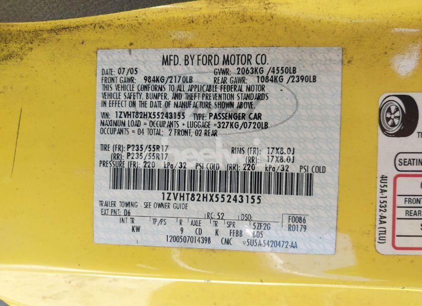 Photo 9 of 2005 Ford Mustang GT DELUXE/GT PREMIUM (VIN 1ZVHT82HX55243155)