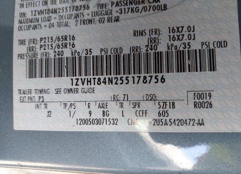 Photo 9 of 2005 Ford Mustang (VIN 1ZVHT84N255178756)