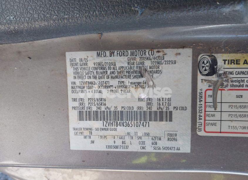 Photo 9 of 2006 Ford Mustang V6 (VIN 1ZVHT84N365107471)