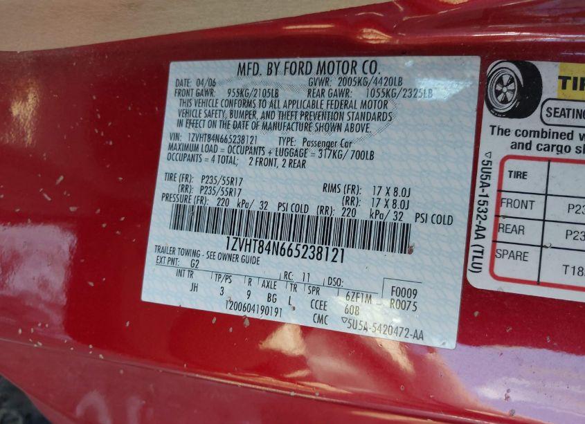 Photo 9 of 2006 Ford Mustang V6 (VIN 1ZVHT84N665238121)