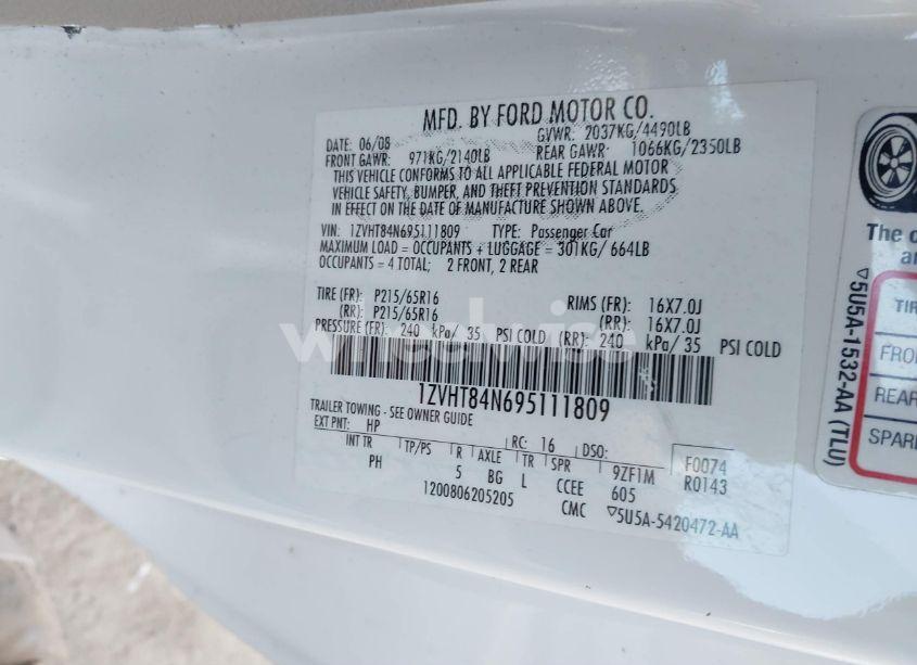 Photo 9 of 2009 Ford Mustang V6/V6 PREMIUM (VIN 1ZVHT84N695111809)