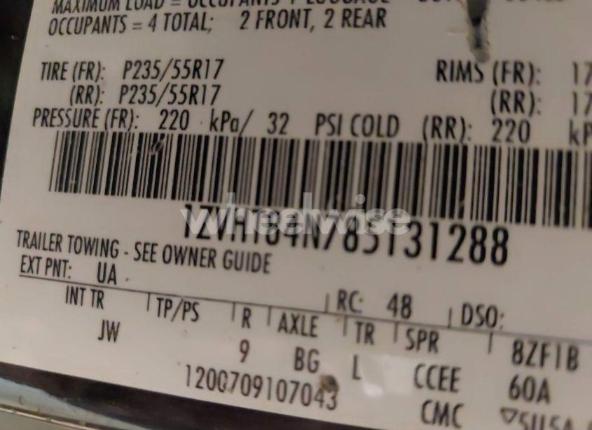 Photo 9 of 2008 Ford Mustang V6 DELUXE/V6 PREMIUM (VIN 1ZVHT84N785131288)