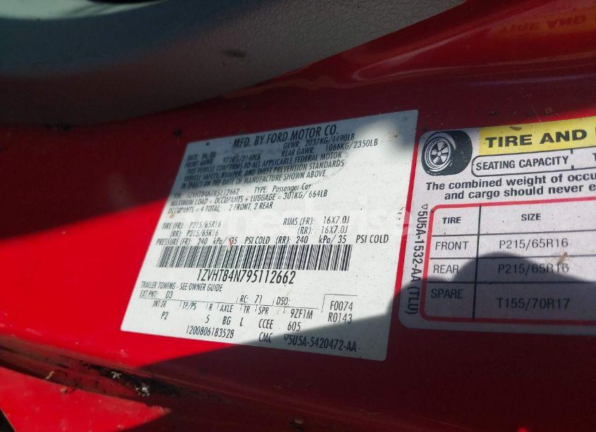 Photo 9 of 2009 Ford Mustang V6 (VIN 1ZVHT84N795112662)