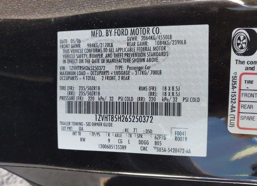 Photo 9 of 2006 Ford Mustang GT (VIN 1ZVHT85H265250372)