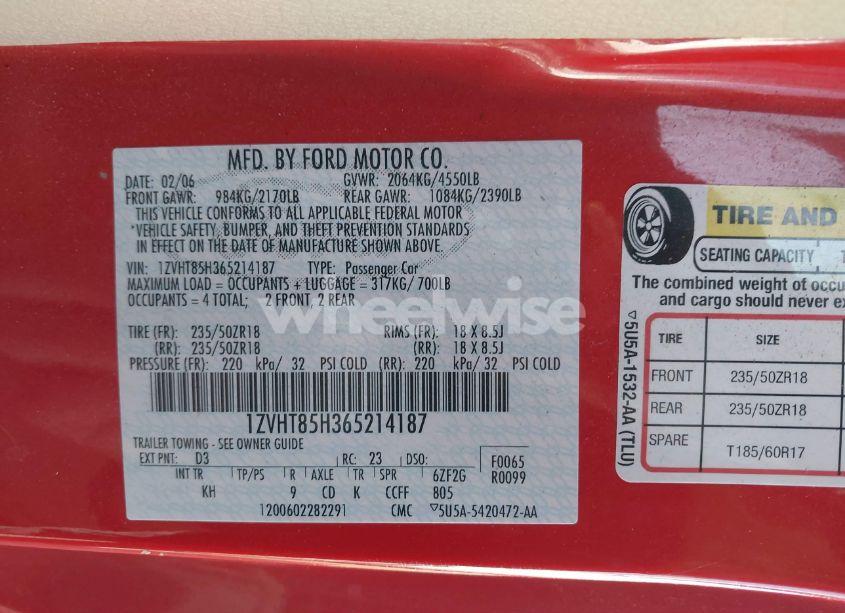 Photo 9 of 2006 Ford Mustang GT (VIN 1ZVHT85H365214187)