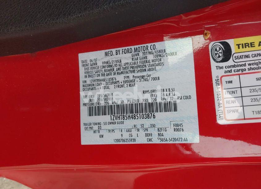 Photo 9 of 2008 Ford Mustang GT DELUXE/GT PREMIUM (VIN 1ZVHT85H485103876)