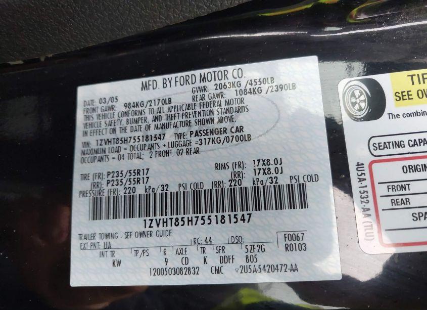 Photo 9 of 2005 Ford Mustang GT (VIN 1ZVHT85H755181547)