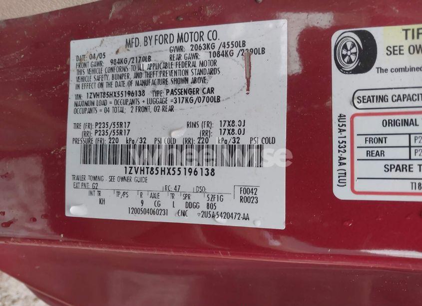 Photo 9 of 2005 Ford Mustang GT (VIN 1ZVHT85HX55196138)