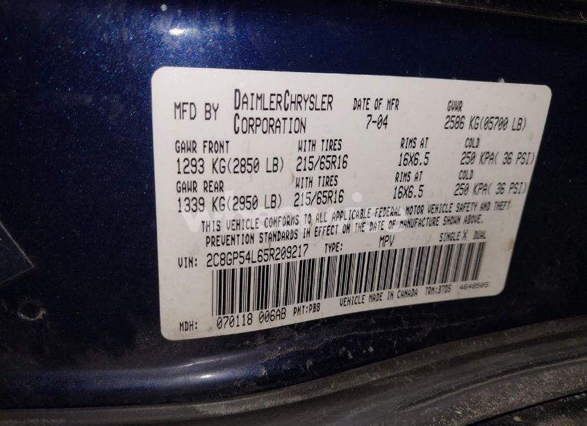 Photo 9 of 2006 Chrysler Town & COUNTRY LX (VIN 2A4GP44R76R622968)