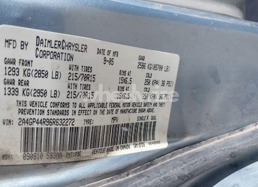 Photo 9 of 2006 Chrysler Town & COUNTRY LX (VIN 2A4GP44R96R632272)