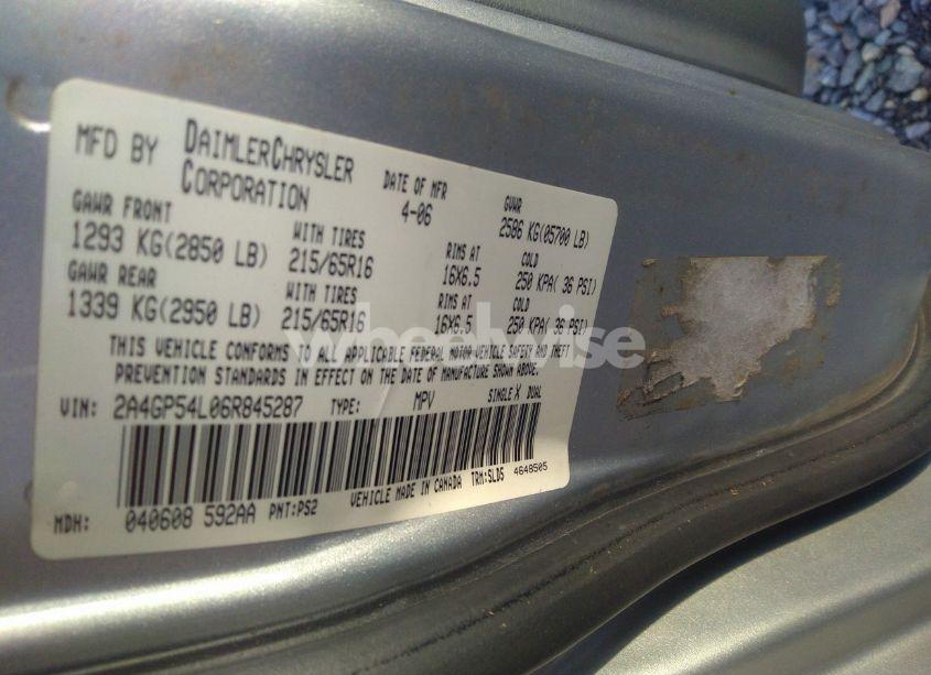 Photo 9 of 2006 Chrysler Town & COUNTRY TOURING (VIN 2A4GP54L06R845287)