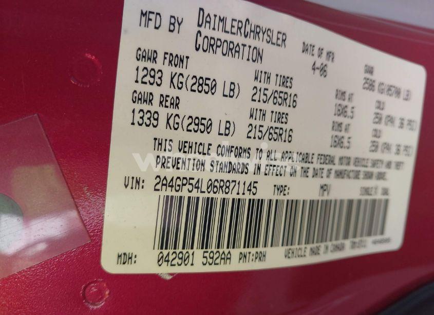 Photo 9 of 2006 Chrysler Town & COUNTRY TOURING (VIN 2A4GP54L06R871145)