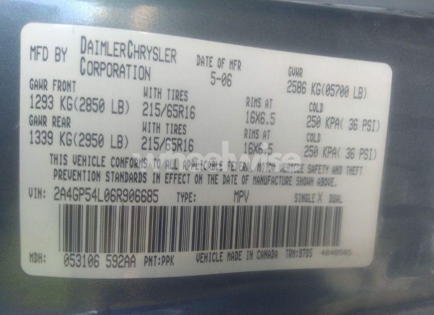 Photo 9 of 2006 Chrysler Town & COUNTRY TOURING (VIN 2A4GP54L06R906685)
