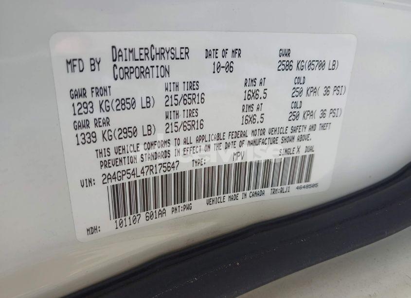 Photo 9 of 2007 Chrysler Town & COUNTRY TOURING (VIN 2A4GP54L47R175647)