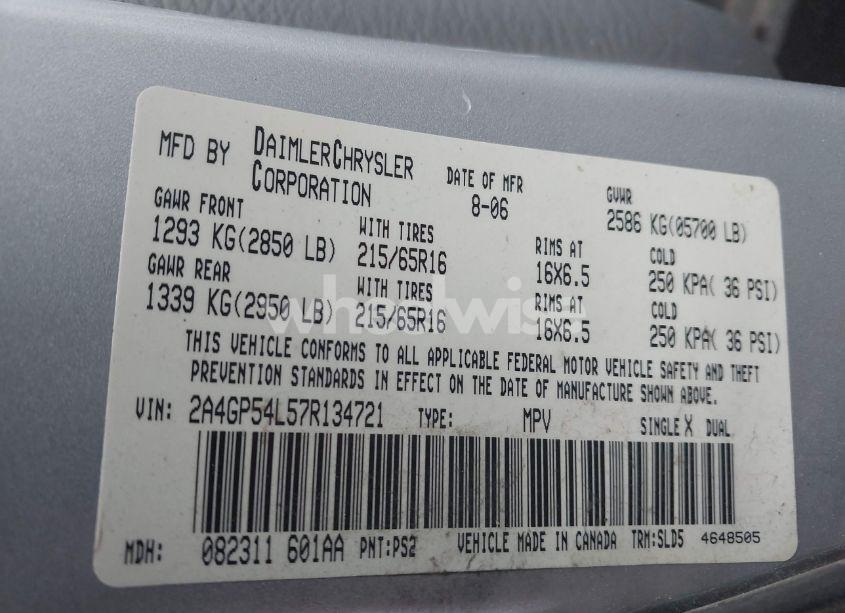 Photo 9 of 2007 Chrysler Town & COUNTRY TOURING (VIN 2A4GP54L57R134721)