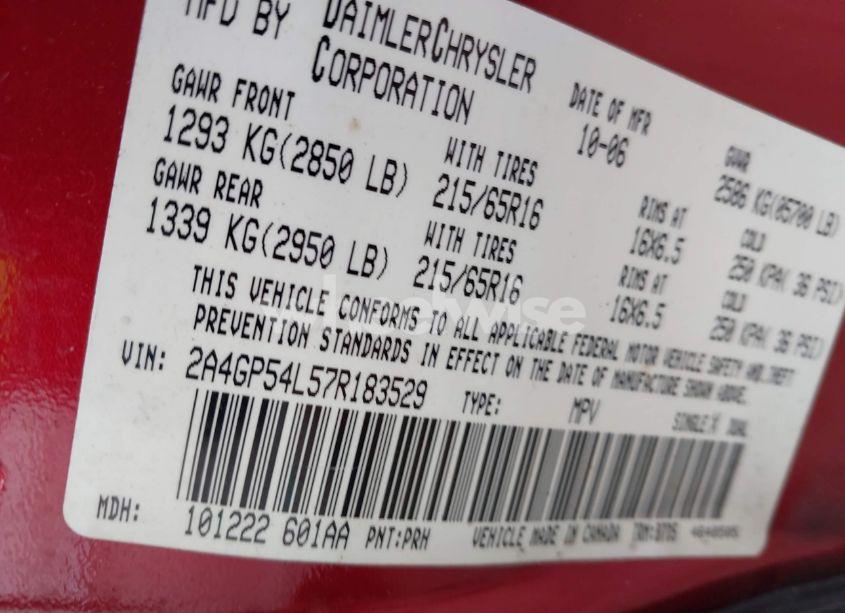 Photo 9 of 2007 Chrysler Town & COUNTRY TOURING (VIN 2A4GP54L57R183529)