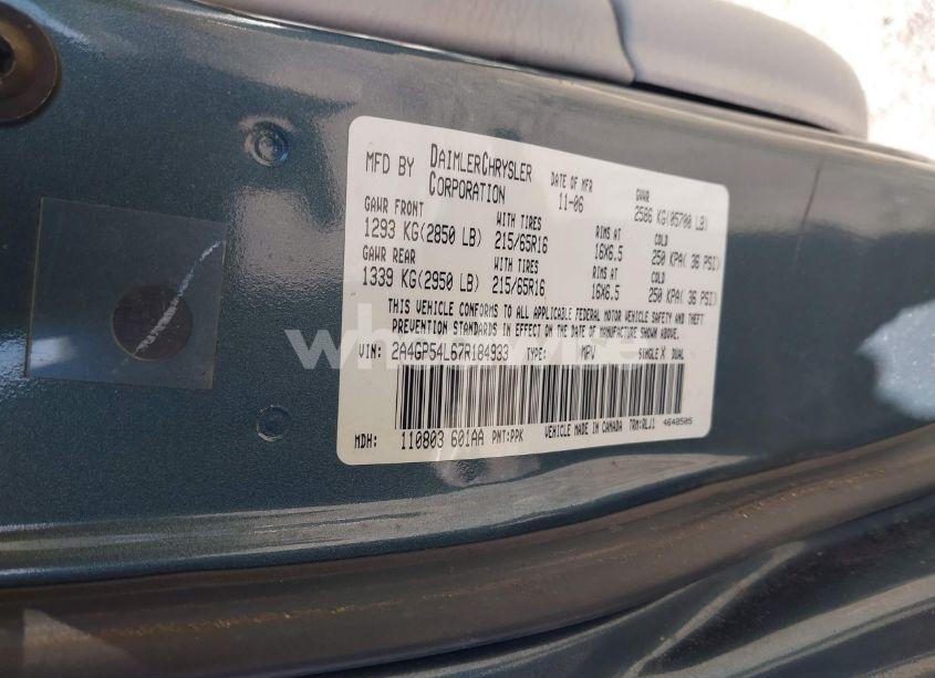 Photo 9 of 2007 Chrysler Town & COUNTRY TOURING (VIN 2A4GP54L67R184933)