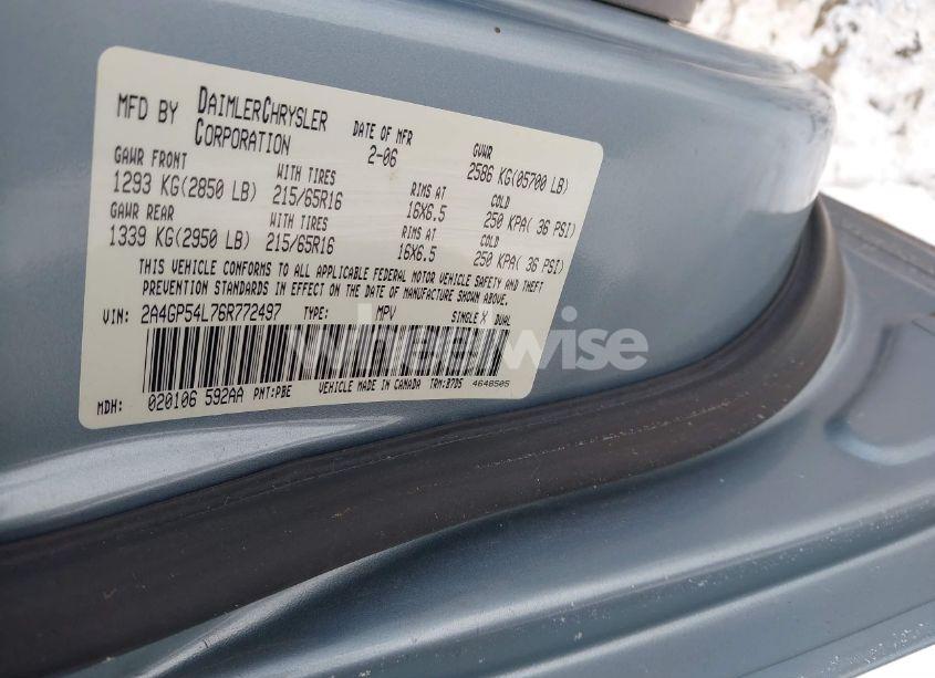 Photo 9 of 2006 Chrysler Town & COUNTRY TOURING (VIN 2A4GP54L76R772497)