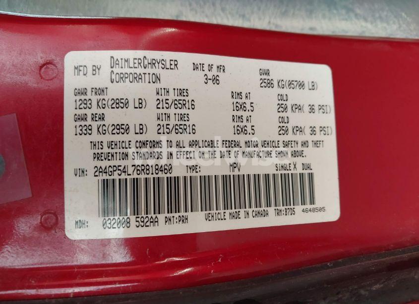 Photo 9 of 2006 Chrysler Town & COUNTRY TOURING (VIN 2A4GP54L76R818460)