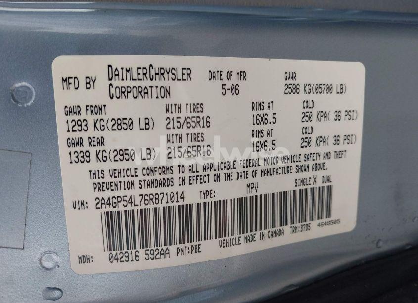 Photo 9 of 2006 Chrysler Town & COUNTRY TOURING (VIN 2A4GP54L76R871014)