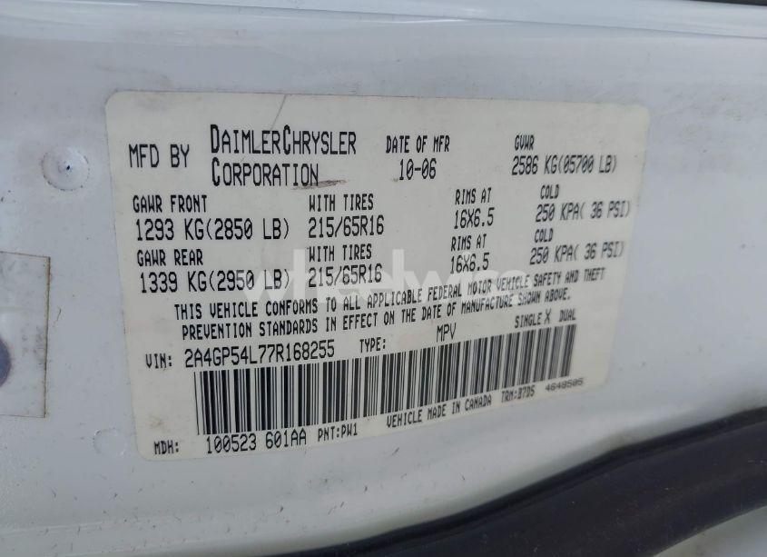 Photo 9 of 2007 Chrysler Town & COUNTRY TOURING (VIN 2A4GP54L77R168255)