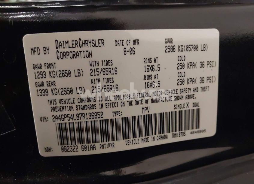 Photo 9 of 2007 Chrysler Town & COUNTRY TOURING (VIN 2A4GP54L87R136852)