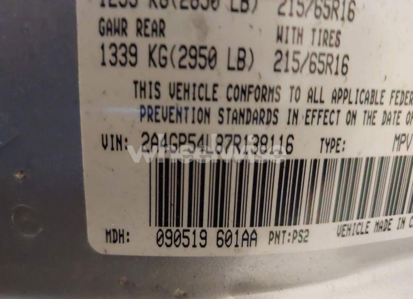 Photo 9 of 2007 Chrysler Town & COUNTRY TOURING (VIN 2A4GP54L87R138116)