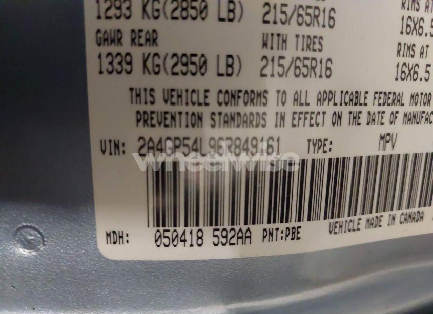 Photo 9 of 2006 Chrysler Town & COUNTRY TOURING (VIN 2A4GP54L96R849161)