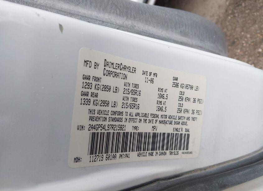 Photo 9 of 2007 Chrysler Town & COUNTRY TOURING (VIN 2A4GP54L97R215821)