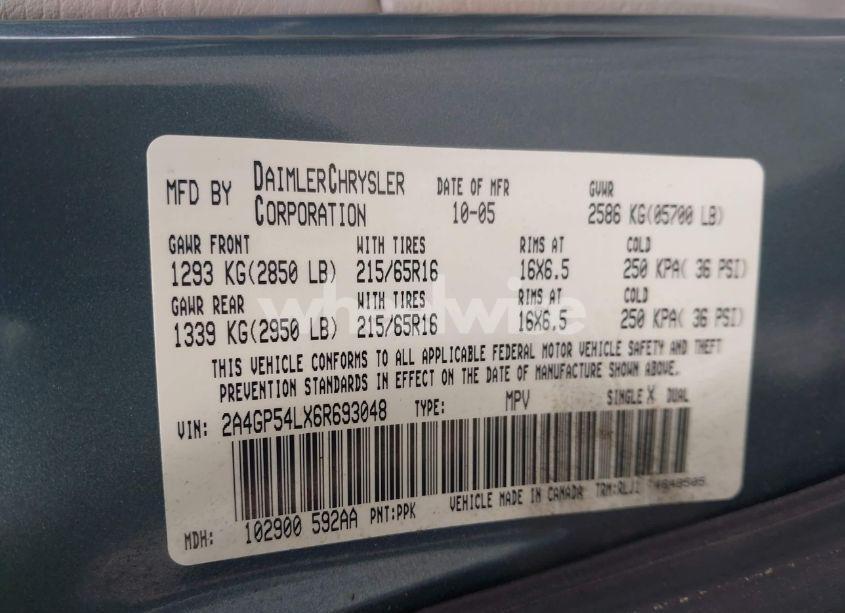 Photo 9 of 2006 Chrysler Town & COUNTRY TOURING (VIN 2A4GP54LX6R693048)