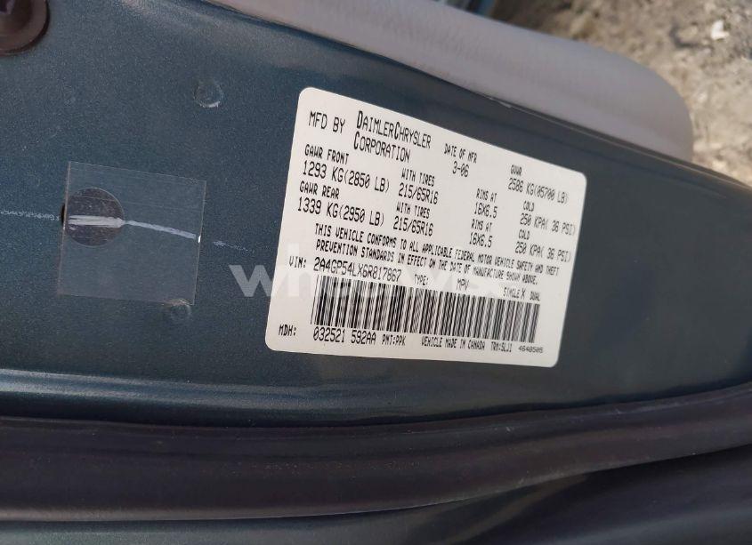 Photo 9 of 2006 Chrysler Town & COUNTRY TOURING (VIN 2A4GP54LX6R817867)