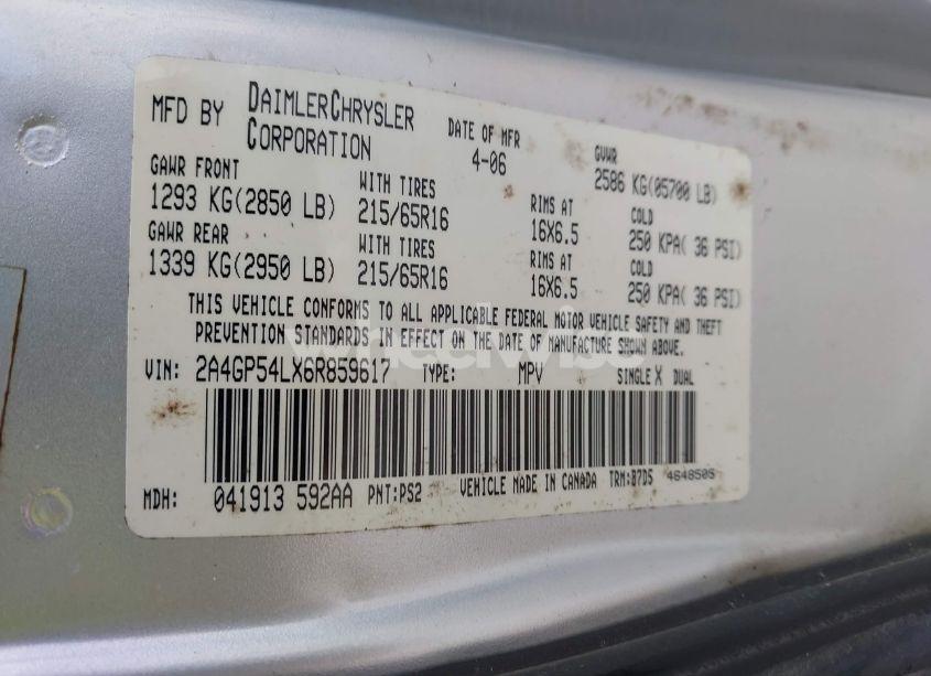 Photo 9 of 2006 Chrysler Town & COUNTRY TOURING (VIN 2A4GP54LX6R859617)