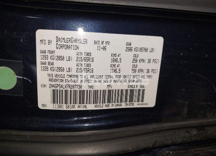 Photo 9 of 2007 Chrysler Town & COUNTRY TOURING (VIN 2A4GP54LX7R207730)