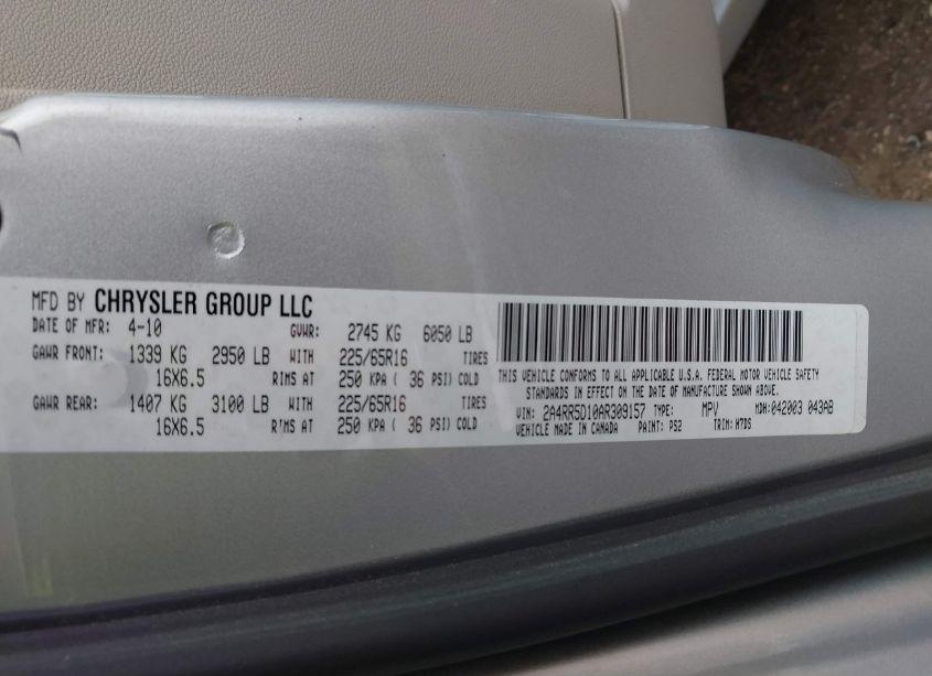 Photo 9 of 2010 Chrysler Town & COUNTRY TOURING (VIN 2A4RR5D10AR309157)