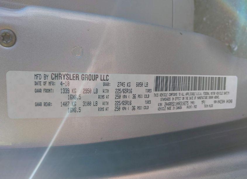 Photo 9 of 2010 Chrysler Town & COUNTRY TOURING (VIN 2A4RR5D10AR310275)