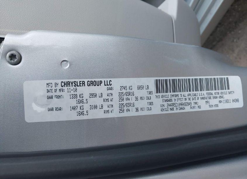 Photo 9 of 2010 Chrysler Town & COUNTRY TOURING (VIN 2A4RR5D10AR492849)