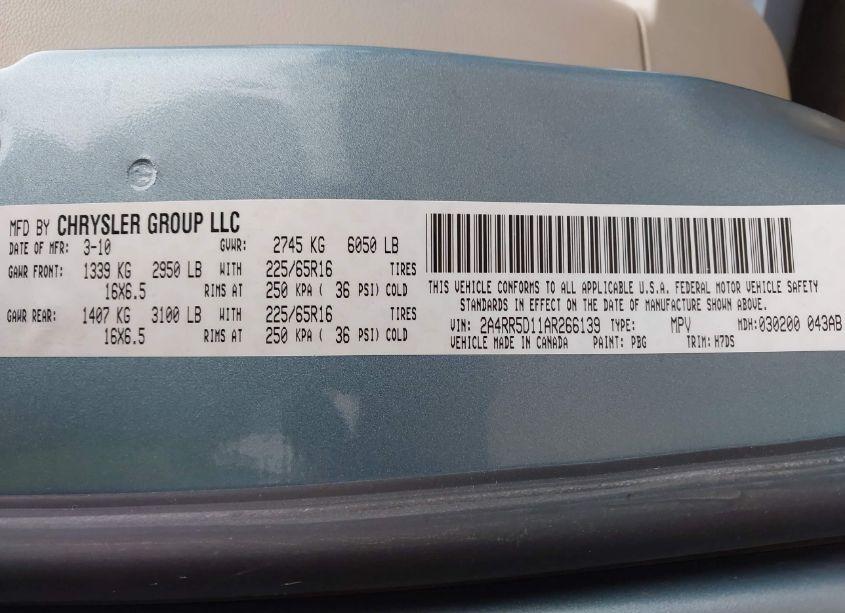 Photo 9 of 2010 Chrysler Town & COUNTRY TOURING (VIN 2A4RR5D11AR266139)