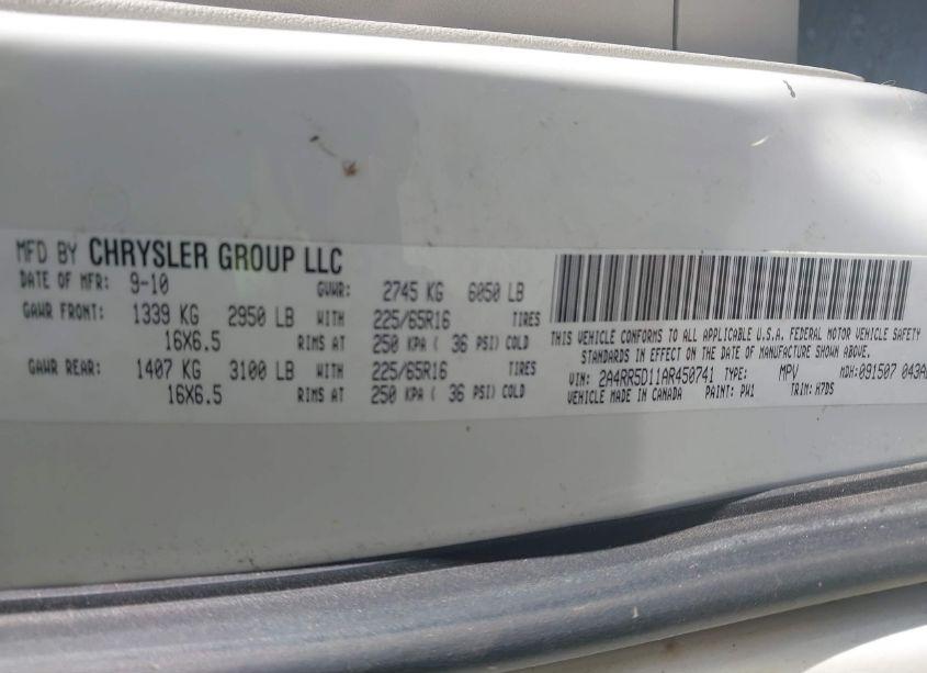 Photo 9 of 2010 Chrysler Town & COUNTRY TOURING (VIN 2A4RR5D11AR450741)