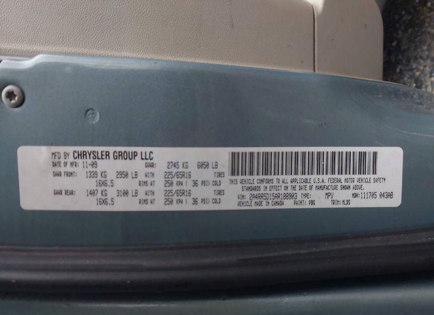 Photo 9 of 2010 Chrysler Town & COUNTRY TOURING (VIN 2A4RR5D15AR188903)