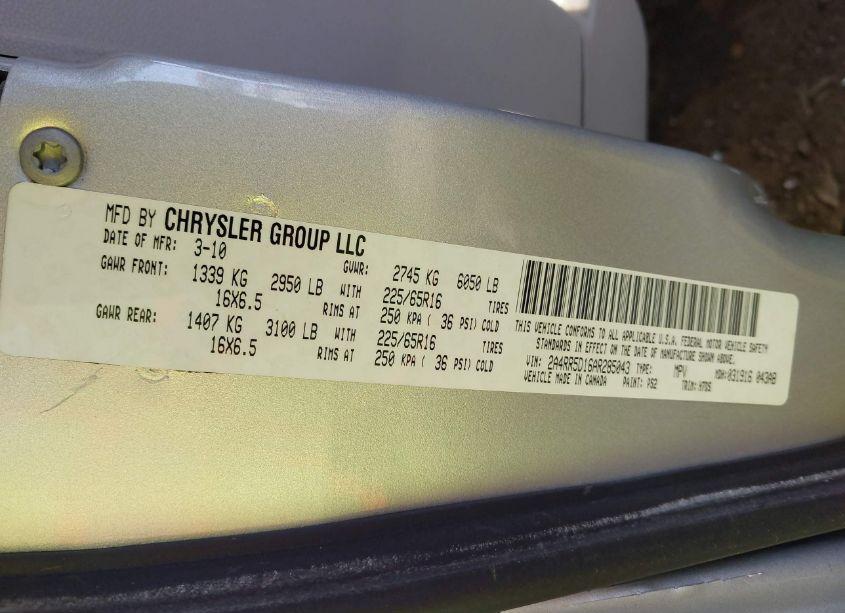 Photo 9 of 2010 Chrysler Town & COUNTRY TOURING (VIN 2A4RR5D16AR285043)