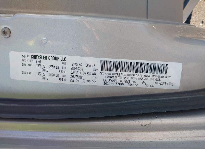 Photo 9 of 2010 Chrysler Town & COUNTRY TOURING (VIN 2A4RR5D17AR119369)