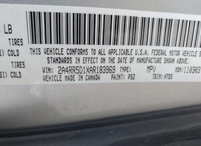 Photo 9 of 2010 Chrysler Town & COUNTRY TOURING (VIN 2A4RR5D1XAR183969)