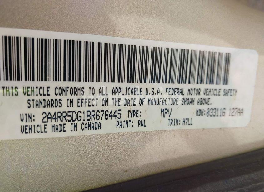 Photo 9 of 2011 Chrysler Town & COUNTRY TOURING (VIN 2A4RR5DG1BR676445)