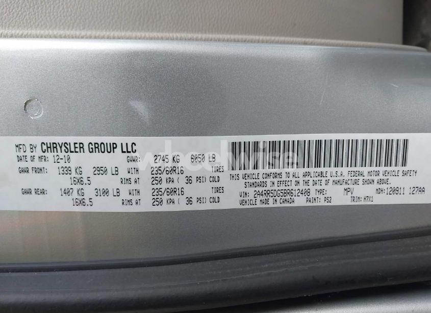 Photo 9 of 2011 Chrysler Town & COUNTRY TOURING (VIN 2A4RR5DG5BR612408)