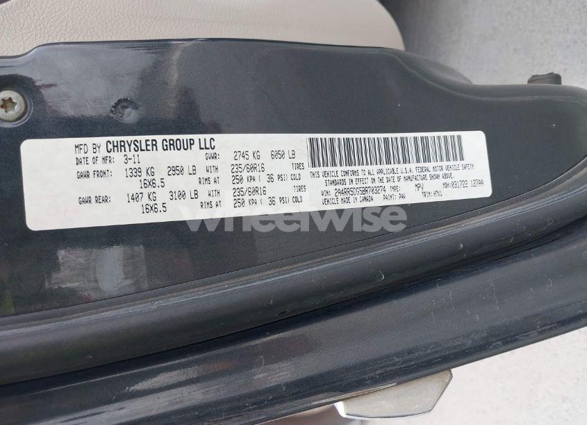 Photo 9 of 2011 Chrysler Town & COUNTRY TOURING (VIN 2A4RR5DG5BR703274)