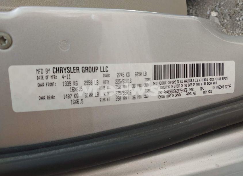 Photo 9 of 2011 Chrysler Town & COUNTRY TOURING (VIN 2A4RR5DG6BR734856)