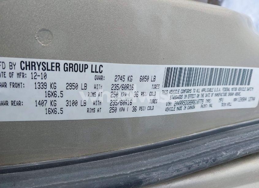 Photo 9 of 2011 Chrysler Town & COUNTRY TOURING (VIN 2A4RR5DG8BR610779)