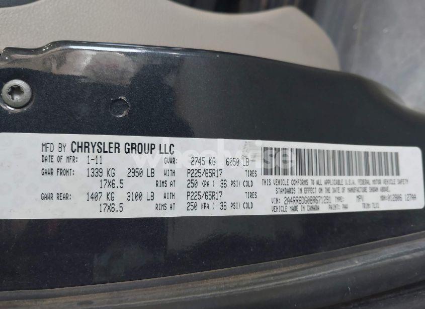 Photo 9 of 2011 Chrysler Town & COUNTRY LIMITED (VIN 2A4RR6DG0BR671291)